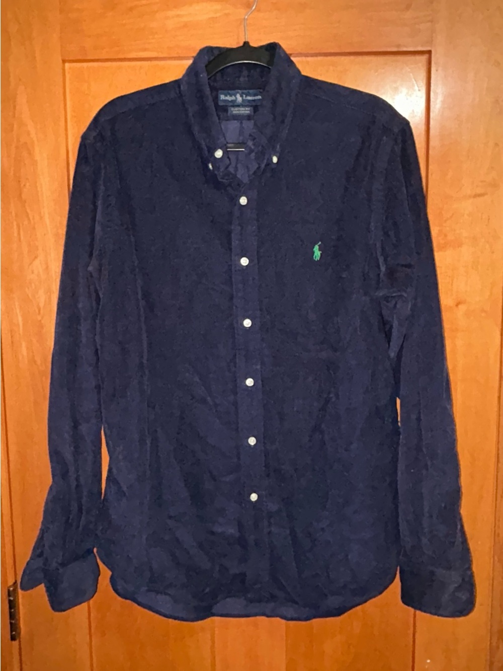 Polo Ralph Lauren Blue Corduroy Button Up Shirt Custom Fit Mens Size Large